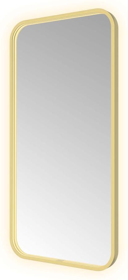 Hotbath Spiegel &MORE 100x50 cm LED-Verlichting Spiegelverwarming Rechthoek Geborsteld Messing PVD