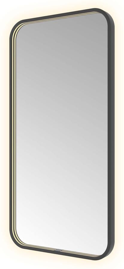 Hotbath &MORE Spiegel direct en indirect LED spiegelverwarming color changing dimbaar met afstandsbediening Geborsteld zwart PVD SSQ510MBP