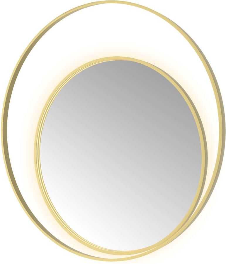 Hotbath Spiegel &MORE 120x120 cm LED-Verlichting Spiegelverwarming Rond Deco Geborsteld Messing PVD