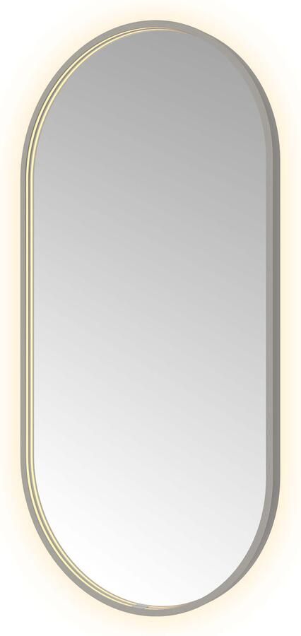 Hotbath Spiegel &MORE 120x60 cm LED-Verlichting Spiegelverwarming Ovaal Geborsteld Gunmetal
