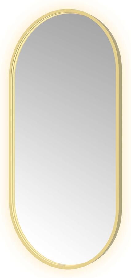 Hotbath Spiegel &MORE 120x60 cm LED-Verlichting Spiegelverwarming Ovaal Geborsteld Messing PVD