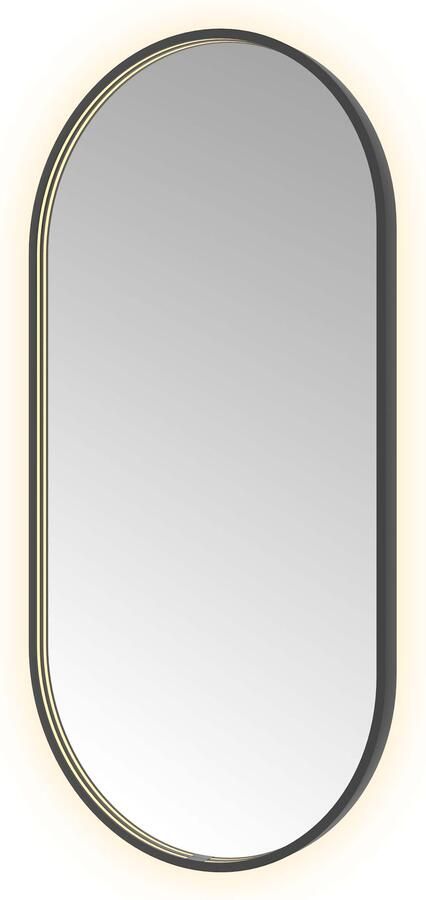 Hotbath Spiegel &MORE 120x60 cm LED-Verlichting Spiegelverwarming Ovaal Geborsteld Zwart PVD