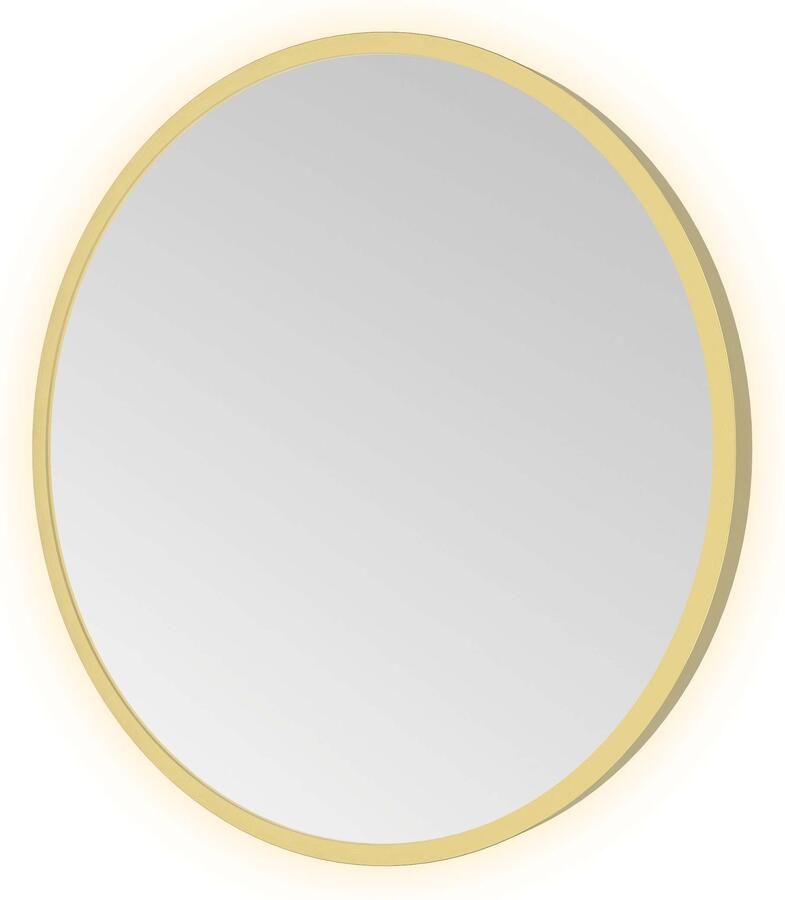 Hotbath Spiegel &MORE 40x40 cm LED-Verlichting Rond Geborsteld Messing PVD
