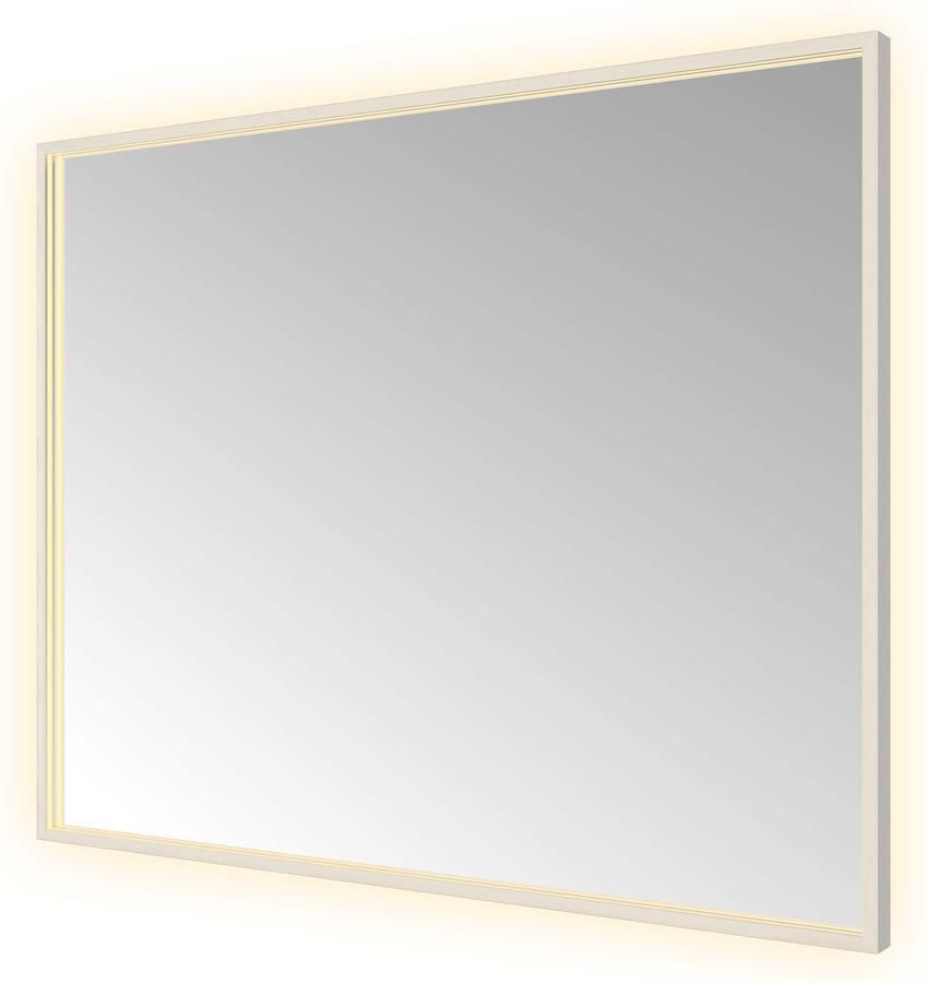 Hotbath &MORE Spiegel directe en indirecte LED color changing spiegelverwarming dimbaar met afstandsbediening Geborsteld messing PVD SQU180IX
