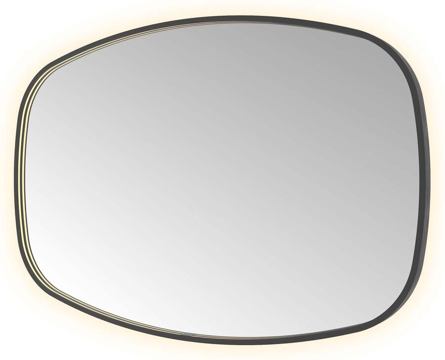 Hotbath Spiegel &MORE 80x120 cm LED-Verlichting Spiegelverwarming Deens Ovaal Geborsteld Zwart PVD