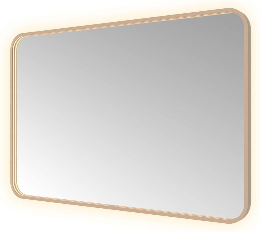 Hotbath &MORE Spiegel direct en indirect LED color changing spiegelverwarming met afstandsbediening Geborsteld koper PVD SSQ128BCP