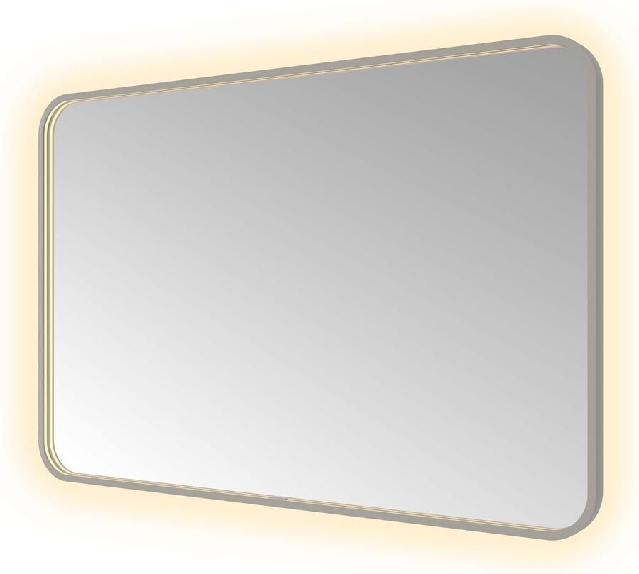 Hotbath Spiegel &MORE 80x120 cm LED-Verlichting Spiegelverwarming Rechthoek Afgerond Geborsteld Gunmetal