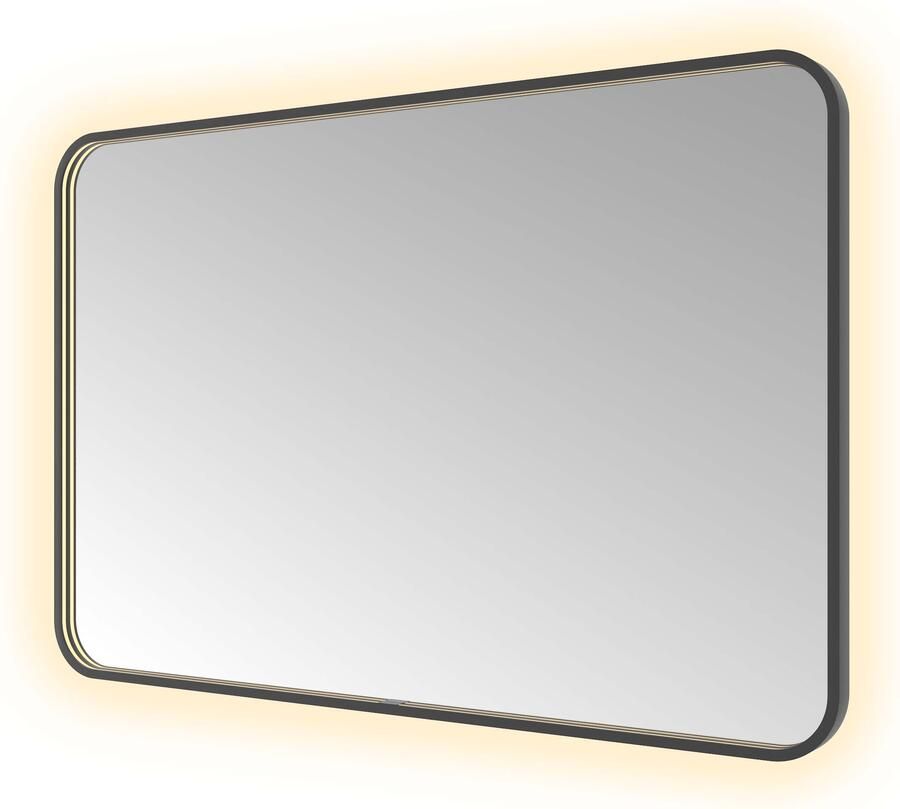Hotbath &MORE Spiegel direct en indirect LED color changing spiegelverwarming met afstandsbediening Geborsteld zwart PVD SSQ128MBP