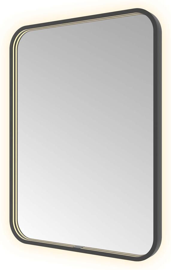 Hotbath &MORE Spiegel direct en indirect LED spiegelverwarming color changing dimbaar met afstandsbediening Geborsteld zwart PVD SSQ680MBP