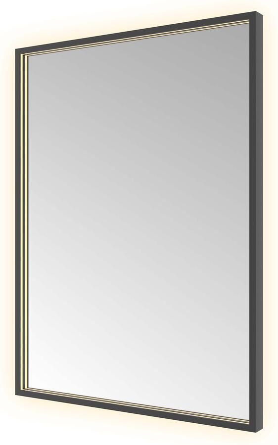Hotbath &MORE Spiegel direct en indirect LED color changing spiegelverwarming met afstandsbediening Geborsteld zwart PVD SQU680MBP