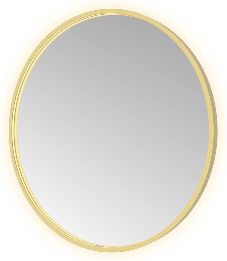 Hotbath Spiegel &MORE 80x80 cm LED-Verlichting Spiegelverwarming Rond Geborsteld Messing PVD