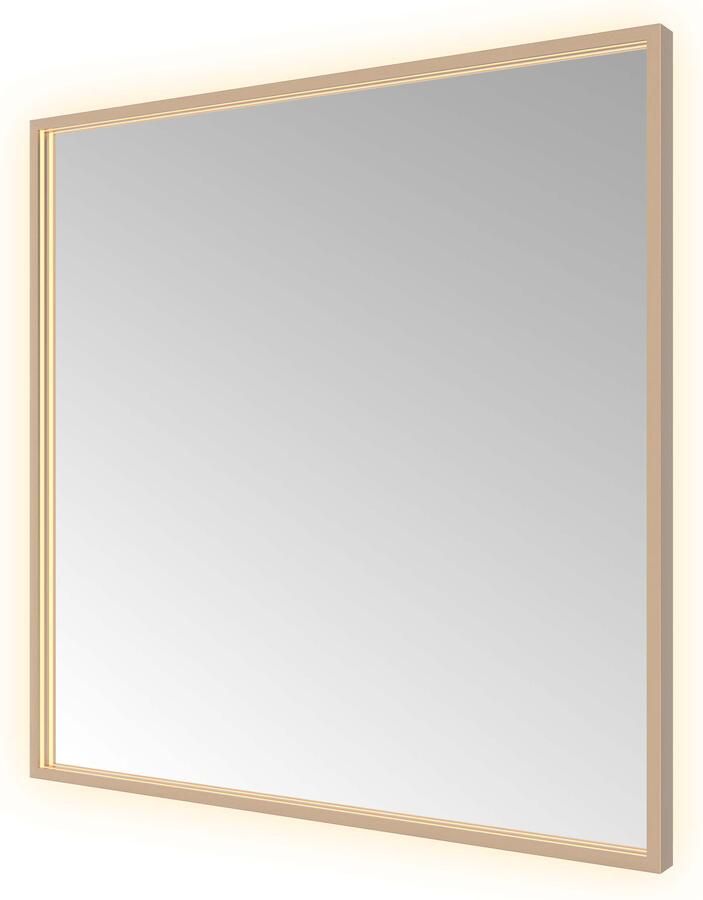 Hotbath &MORE Spiegel direct en indirect LED color changing spiegelverwarming met afstandsbediening Geborsteld koper PVD SQU80BCP