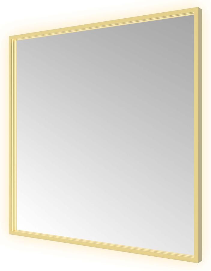 Hotbath Spiegel &MORE 80x80 cm LED-Verlichting Spiegelverwarming Vierkant Geborsteld Messing PVD