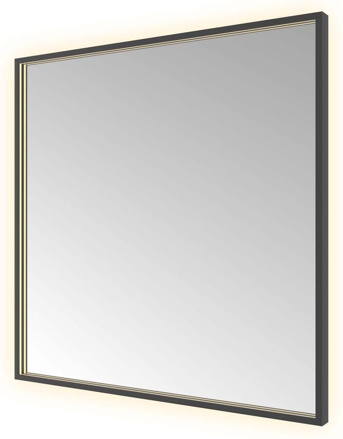 Hotbath &MORE Spiegel direct en indirect LED color changing spiegelverwarming met afstandsbediening Geborsteld zwart PVD SQU80MBP