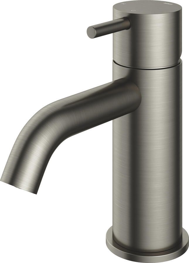 Hotbath Cobber 1-hendel wastafelmengkraan 14 3 cm hoog met gebogen uitloop van 10 7 cm geborsteld nikkel