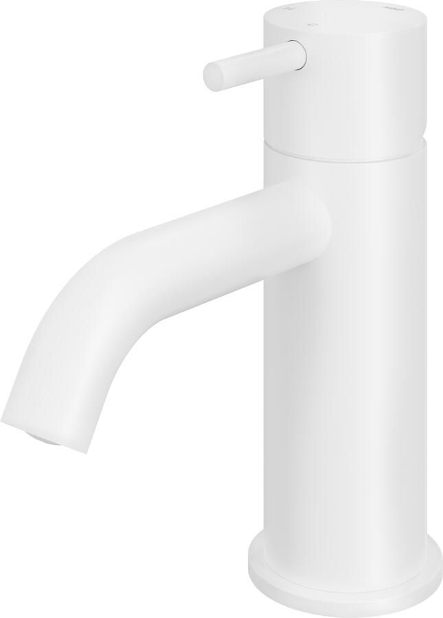 Hotbath Cobber 1-hendel wastafelmengkraan 14 3 cm hoog met gebogen uitloop van 10 7 cm mat wit
