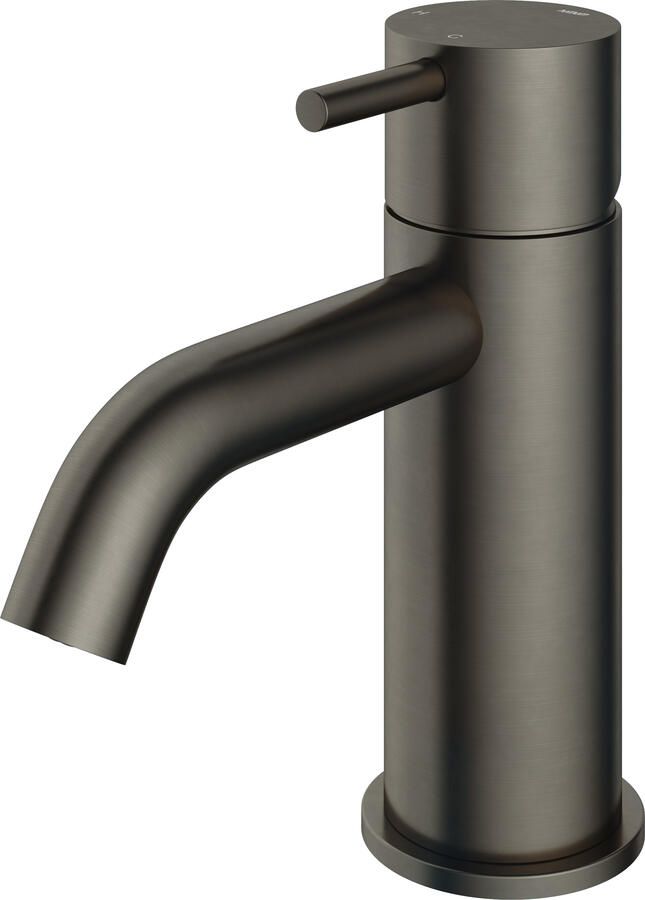 Hotbath Cobber 1-hendel wastafelmengkraan 14 3 cm hoog met gebogen uitloop van 10 7 cm verouderd ijzer