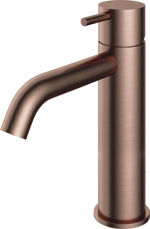 Hotbath Cobber 1-hendel wastafelmengkraan 21 6 cm hoog met gebogen uitloop van 13 5 cm geborsteld koper PVD