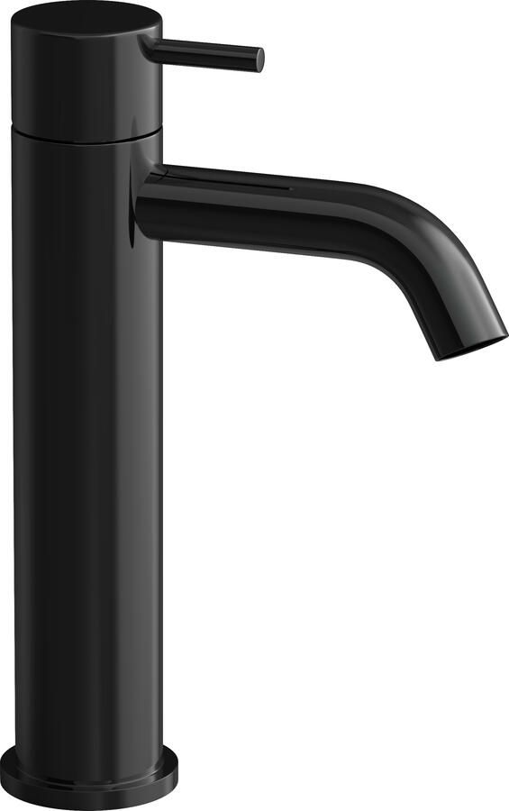 Hotbath Wastafelmengkraan Cobber 1-hendel Gebogen 21.6 cm Gepolijst Zwart PVD