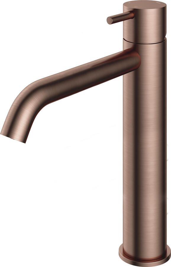 Hotbath Cobber 1-hendel hoge wastafelmengkraan 28 6 centimeter hoog met gebogen uitloop van 18 cm geborsteld koper pvd