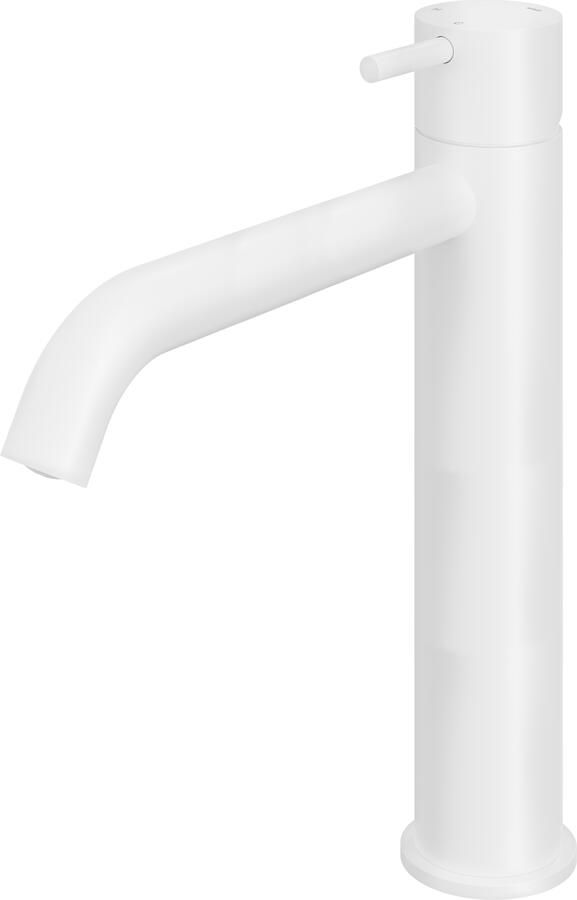 Hotbath Cobber 1-hendel hoge wastafelmengkraan 28 6 centimeter hoog met gebogen uitloop van 18 cm mat wit