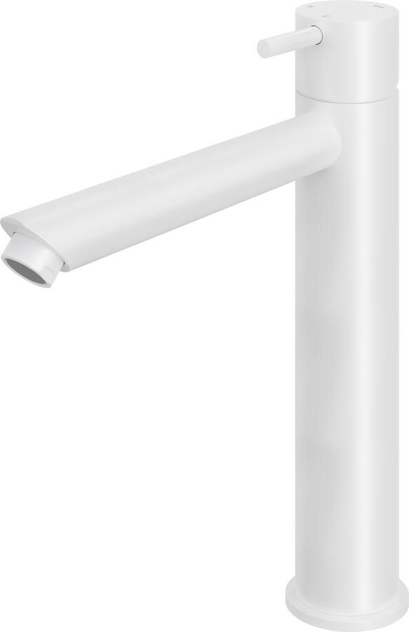 Hotbath Cobber ééhendel hoge wastafelmengkraan 28 6 centimeter hoog met rechte uitloop van 18 cm mat wit