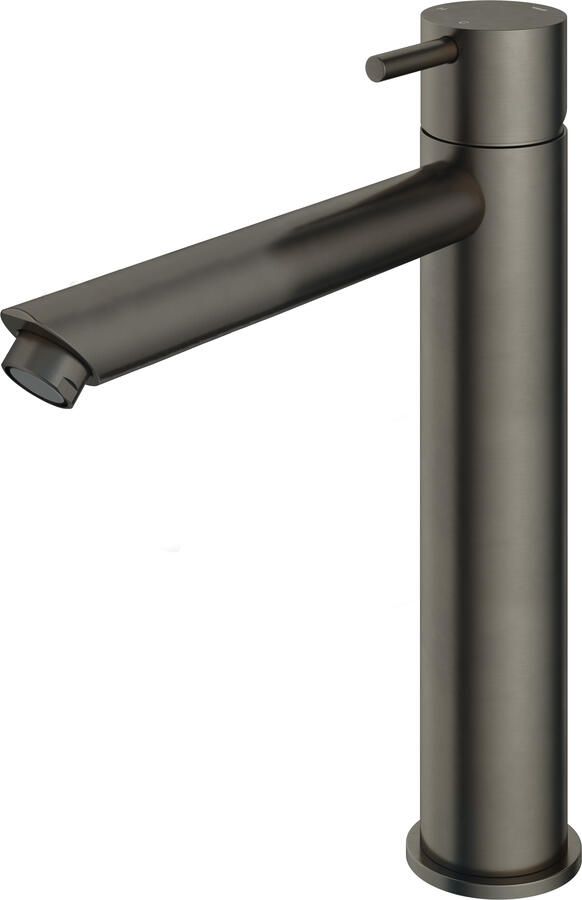 Hotbath Cobber ééhendel hoge wastafelmengkraan 28 6 centimeter hoog met rechte uitloop van 18 cm verouderd ijzer