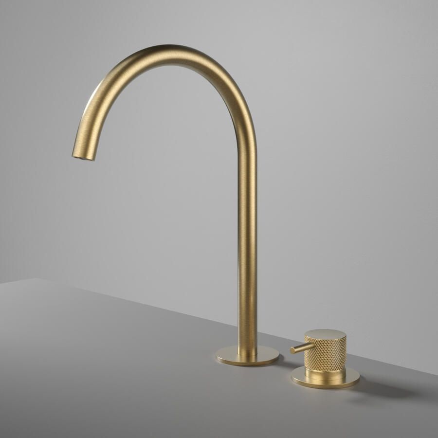 Hotbath Wastafelmengkraan Cobber 2 Gats Hoog Geborsteld Messing PVD