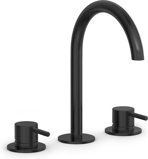 Hotbath Wastafelmengkraan Cobber 3 gats 2-hendel Gebogen 26.1 cm Geborsteld Zwart PVD