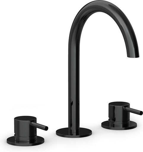 Hotbath Wastafelmengkraan Cobber 3 gats 2-hendel Gebogen 26.1 cm Gepolijst Zwart PVD