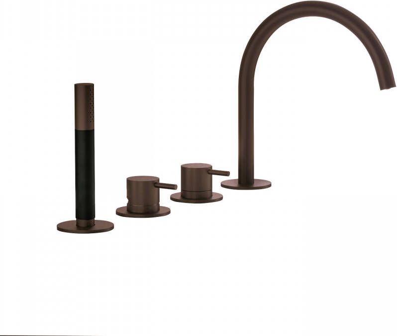 Hotbath Cobber Badrandcombinatie met draaibare mengkraan 2 functies omstel en handdouche Living Colours Verouderd messing CB073AB