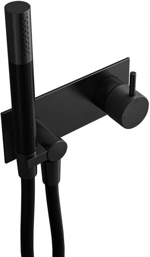 Hotbath Cobber X afbouwdeel voor inbouw douchemengkraan met staafhanddouche en doucheslang 7 x 18 cm mat zwart