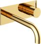 Hotbath Inbouw Wastafelkraan Met Achterplaat Cobber 18 cm Gebogen Uitloop 1-Hendel Geborsteld Messing PVD - Thumbnail 1