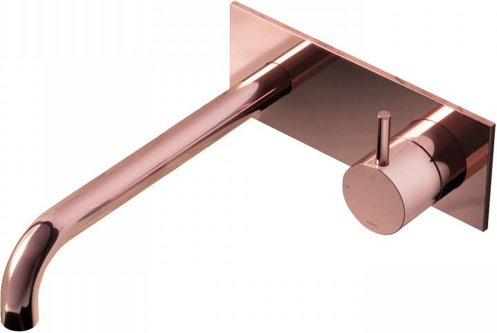 Hotbath Cobber afbouwdeel inbouw wastafelmengkraan met achterplaat en 25 cm uitloop roze goud CB006EXT25RG