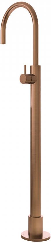 Hotbath Cobber vrijstaande wastafelkraan 121 cm hoog met gebogen uitloop van 22 5 cm geborsteld koper
