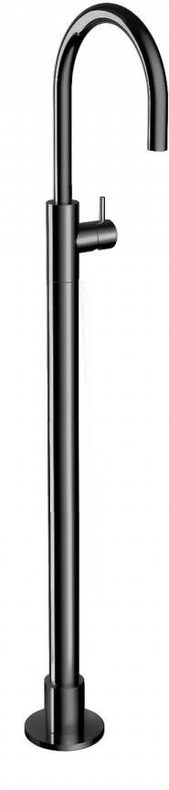 Hotbath Cobber vrijstaande wastafelkraan 121 cm hoog met gebogen uitloop van 22 5 cm geborsteld messing pvd