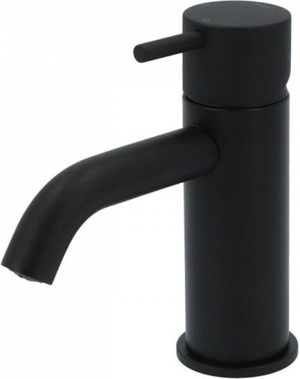Hotbath Cobber 1-hendel wastafelmengkraan 14 3 cm hoog met gebogen uitloop van 10 7 cm mat zwart