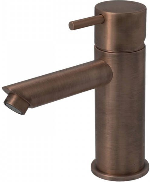 Hotbath Cobber 1-hendel wastafelmengkraan 14 3 cm hoog met rechte uitloop van 11 cm geborsteld koper PVD