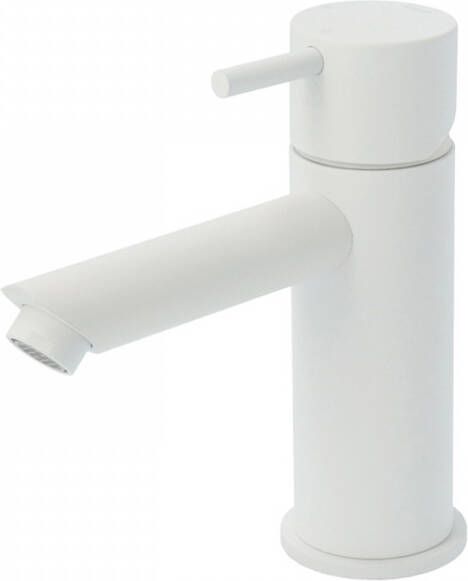 Hotbath Cobber 1-hendel wastafelmengkraan 14 3 cm hoog met rechte uitloop van 11 cm mat wit