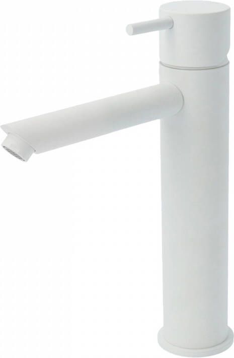 Hotbath Cobber 1-hendel wastafelmengkraan 21 6 cm hoog met rechte uitloop van 13 5 cm mat wit