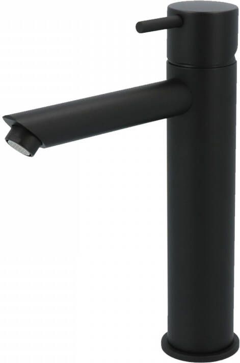 Hotbath Cobber 1-hendel wastafelmengkraan 21 6 cm hoog met rechte uitloop van 13 5 cm mat zwart