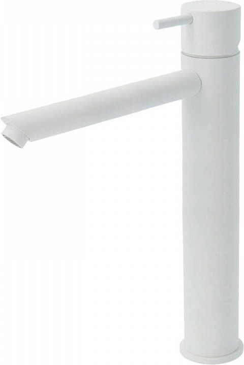Hotbath Cobber ééhendel hoge wastafelmengkraan 28 6 centimeter hoog met rechte uitloop van 18 cm mat wit