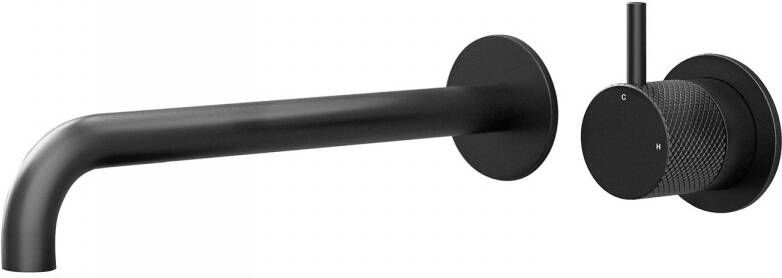 Hotbath Cobber X afbouwdeel voor wastafelmengkraan met 25cm uitloop mat zwart CX005EXT25BL