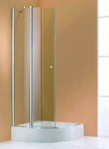 Huppe 501 Design Kwartronde Draaideur Helft 100x190 R50 Vast Segmen Chroom Look-helder Glas