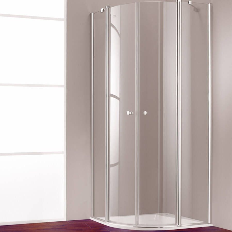 Huppe 501 Design Pure Kwartrond Helft 80 X 190 Cm. Met Vast Segment Matzilver-helder Glas