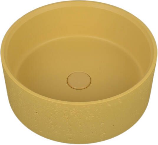 Ideavit Betonnen Vrijstaande Wastafel Rond Idea.Deep-D10 39x15cm Okergeel