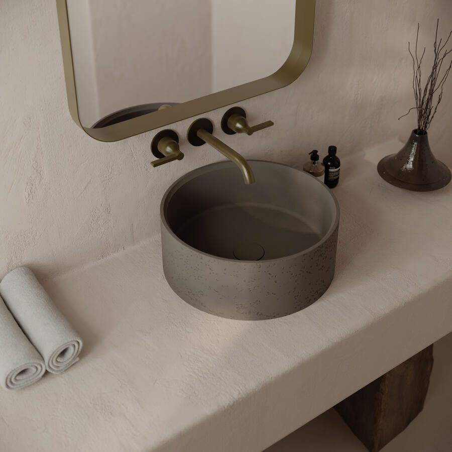 Ideavit Betonnen Vrijstaande Wastafel Rond Idea.Deep-D5 39x15cm Donkergrijs