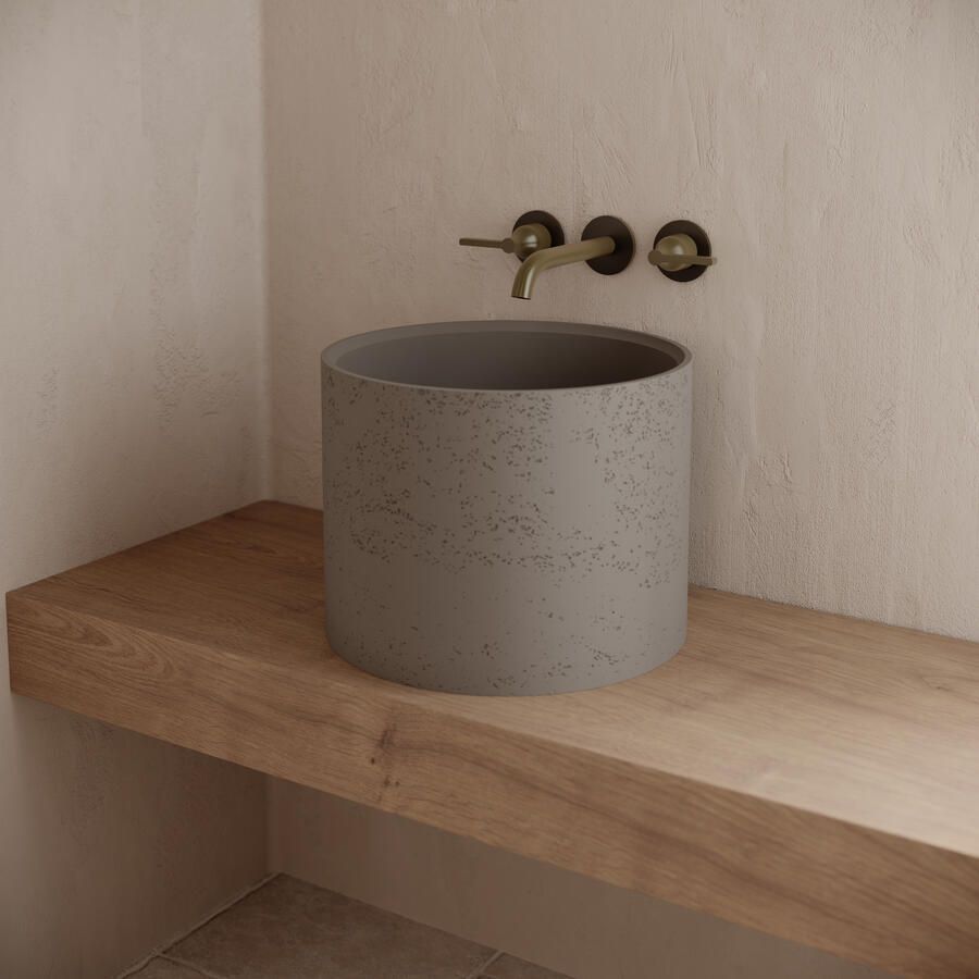 Ideavit Betonnen Vrijstaande Wastafel Rond Idea.Grande-D5 39x30cm Donkergrijs