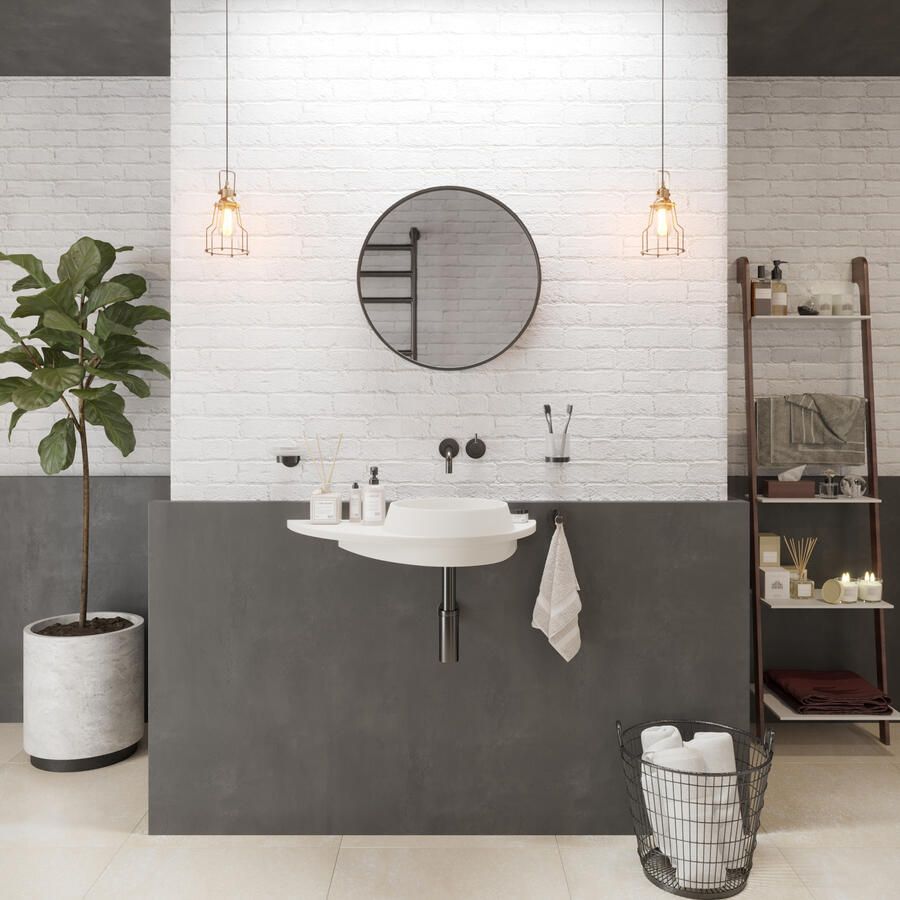 Ideavit Fontein Soliddual 3.0 70x35x14 cm Solid Surface Met Opbergruimte Links Mat Wit