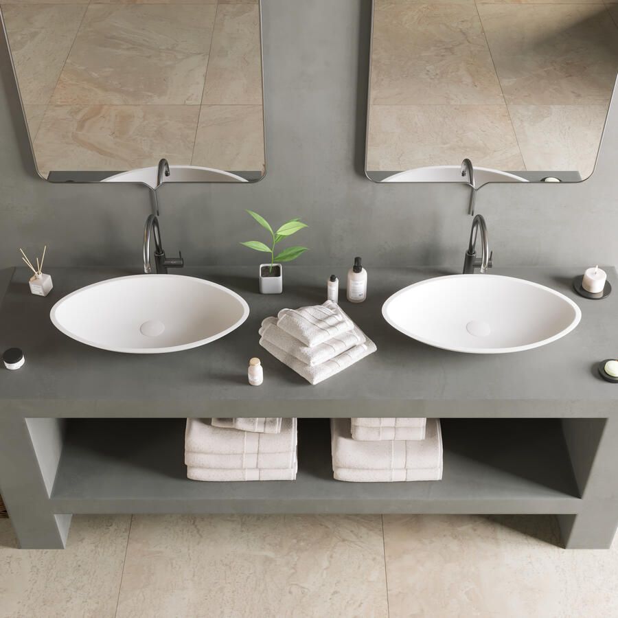 Ideavit Opbouw Waskom Solidjazz 60x35x9 cm Solid Surface Mat Wit